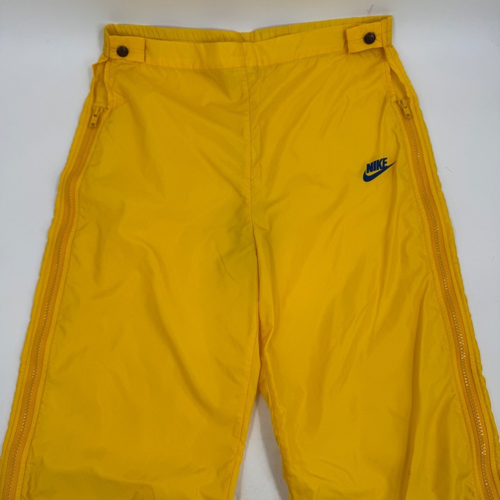 Vintage Nike Sportswear Nylon Track Pants Yellow Mens Small Full Zip 70s 80s